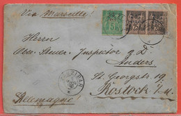 ZANZIBAR LETTRE DE 1896 POUR ROSTOCK ALLEMAGNE - Covers & Documents