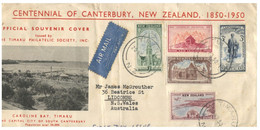 (S 22) New Zealand FDC - 1950 (posted To Australia) - Canterbury - Storia Postale