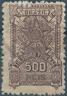 Brazil Brazile,Revenue Stamp Fiscal Tax Thesouro Federal,500 Reis Used - Dienstzegels