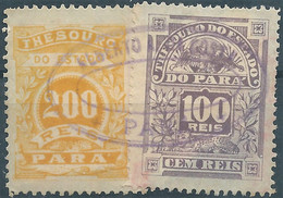 Brazil Brazile,Revenue Stamp Tax Thesouro Do Estado Do Para,100 & 200 Reis,Obliterated - Dienstzegels