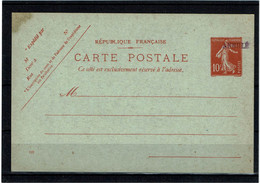 LRDR15- EP CARTE POSTALE SEMEUSE CAMEE 10c ANNULE - Specimen