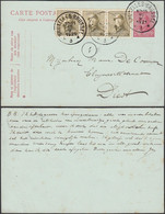 Belgique 1921- Entier Postal Sur Carte Postale De Bruxelles à Destination Diest. COB Nº 166 (x3)....  (DD) DC-9475 - 1919-1920 Trench Helmet