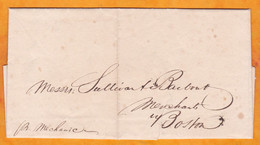 1834 - Enveloppe Pliée De Belfast, Irlande, Grande Bretagne Vers Boston, USA Par Navire Mechanic - ...-1840 Voorlopers