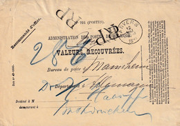 DDX883  -- Enveloppe Des VALEURS RECOUVREES ANVERS 1888 Vers MANNHEIM Allemagne - Cachets RP (Reco D'office) - Post Office Leaflets