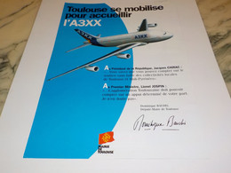 ANCIENNE PUBLICITE TOULOUSE SE MOBILISE AVEC AIRBUS 1998 - Pubblicità