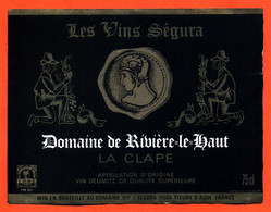 étiquette De Vin Domaine De Ribière Le Haut La Clape Vins Ségura à Fleury D'aude "  75 Cl - Vin De Pays D'Oc