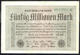 ALLEMAGNE - Reichbanknote - Fünfzig Millionen Mark - 50.000.000 Mark - Usagé - Used -  N° 001209 - Année / Year 1923. - 50 Millionen Mark