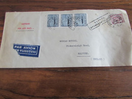 N° 715 + N° 723 (3X) (soit 10,45FRS) Sur Lettre EXPRES PAR AVION Oblitérée Ixelles-Elsene 1 Pour L'Angleterre En 1946 - Briefe U. Dokumente