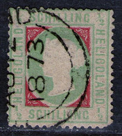 Heligoland AU 12 1873 Auf 1/2 Shilling Bläulichgrün/dunkelkarmin - Helgoland Nr. 6 Yg - Geprüft - Héligoland