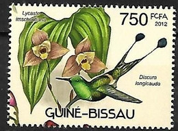 Guinea Bissau - MNH ** 2012 : Hummingbirds And Orchids :   Racket-tailed Coquette  - Discosura Longicaudus - Kolibries
