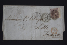 UK Letter Sheffield  -> Lille 1865  SG 96 / 97   Pd In Red - Covers & Documents