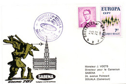 Bruxelles Douala 1972 - SABENA - Erstflug 1er Vol Inaugural Flight - Boeing 707 - Cameroun - Briefe U. Dokumente