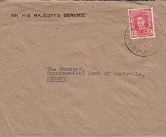 Australia ON HIS MAJESTY's SERVICE Naval Base GARDEN ISLAND 1943 Cover Brief Commonwealth Bank Of Australia SYDNEY - Service