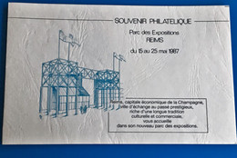 REIMS 1987 SOUVENIR PHILATÉLIQUE PARC DES EXPOSITIONS CAPITALE DE LA CHAMPAGNE TIMBRE EUROPA - Afgestempeld