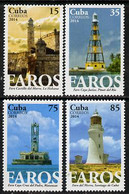 Cuba 2014 Lighthouses Perf Set Of 4 U/M - Autres & Non Classés