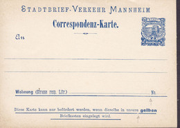 Germany Postal Stationery Ganzsache Correspondenz-Karte Stadtbrief-Verkehr MANNHEIM ERROR Variety - Cartes Postales