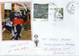 Modernité De La Femme Japonaise,lettre Avec Nouveau Sticker COVID19 JAPAN,envoyée Andorra,avec Timbre à Date Arrivée - Brieven En Documenten