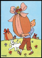 Carte Postale / Postkaart - Kuifje/Tintin - Milou/Bobbie - Carte De Pâques Double / Dubbel Briefkaarten Voor Pasen - Philabédés