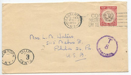 New Zealand 1955 Cover Masterton To Philadelphia PA, Scott B48, Postage Due Handstamps - Storia Postale