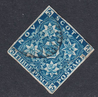 Nova Scotia 1851-60 Cancelled, Deep Blue, Sc# 3, SG 2 - Oblitérés