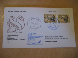 ISTANBUL TEHERAN Frankfurt 1982 LUFTHANSA Airline Airbus First Flight Blue Cancel Cover TURKEY GERMANY - Briefe U. Dokumente