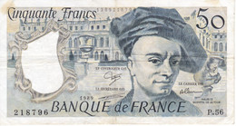 BILLETE DE FRANCIA DE 50 FRANCOS DE QUENTIN DE LA TOUR DEL AÑO 1989 (BANKNOTE) - 50 F 1976-1992 ''quentin De La Tour''