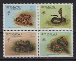 Macao - N°589 à 592 - Serpents - Cote 13€ - ** Neufs Sans Charniere - Unused Stamps