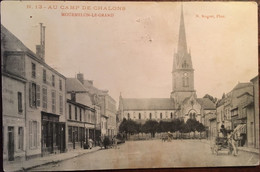 Cpa 51 (attelages) MOURMELON LE GRAND / Au Camp De Châlons, La Place Animée (enseignes), Publicité Verso Mr Nogret Photo - Mourmelon Le Grand