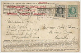 Carte Postale ENTIER POSTAL Date Illisible Vers Révérend Doyen De Bouillon. Formulaire Complet De La Psalmodie Vaticane. - Abarten