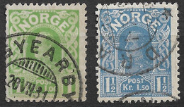 1907 NORWAY NORWEGEN - 1Kr, 1½Kr  Mi.Nr. 67,68 - USED GEBRAUCHT - Cat. 110€ - Used Stamps