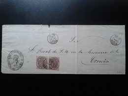 España - ISABEL II- Edifil 36 Pareja - Carta Bande (Orense) - La Coruña - 21 Agosto De 1860 - Espagne Lettre - Spain RR - Otros & Sin Clasificación