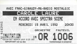 TICKET DE CONCERT CAROLE LAURE OLYMPIA 15/05/1992 - Konzertkarten