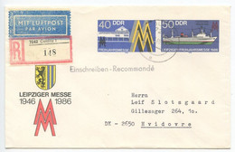 Germany, East DDR 1986 Registered Postal Envelope Colditz To Hvidovre Denmark - Enveloppes - Oblitérées