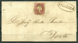 1856/58 Portugal D.Pedro V #13 On Letter From Figeira Da Foz To Porto - P1609 - Lettres & Documents
