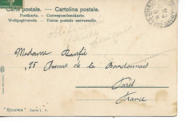 MONTE CARLO Monaco CAD Sur 5c Semeuse 1907 ....G - Lettres & Documents