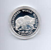 COOK ISLANDS $50 1990 ZILVER PROOF KM52  ENDANGERED WILDLIFE GRIZZLY BEER - Isole Cook