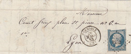 LETTRE. PRESIDENCE N° 10.  26 MARS 1853. ISERE. GRENOBLE. PC 1452. POUR LYON - 1852 Louis-Napoleon