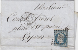 LETTRE. PRESIDENCE N° 10.  21 JUIL 1853. GIRONDE. BORDEAUX. PC 441. POUR LYON - 1852 Louis-Napoleon