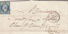 LETTRE. PRESIDENCE N° 10.  19 FEVR 1853. INDRE. CHATEAUROUX. PC 796. POUR LYON - 1852 Louis-Napoleon