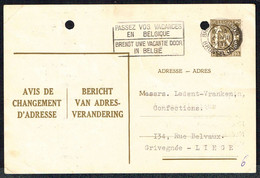 Changement D'adresse N° 5 I FN (texte Français/Néerlandais) - Circulé - Circulated - Gelaufen - 1938. - Adressenänderungen