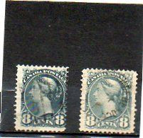 CANADA   2 Timbres 8 C  Couleurs Différentes   1870-93   Y&T: 33   Oblitérés - Sonstige & Ohne Zuordnung