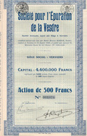 Action De 500 Frcs - Société Pour L'Epuration De La Vesdre - Verviers 1929 - Eau