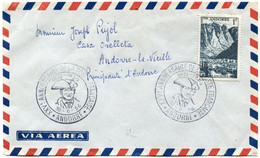 ANDORRE FRANCAIS LETTRE PAR AVION AVEC CACHET ILLUSTRE XXVe ANNIVERSAIRE DE LA POSTE FRANCAISE 1931-1956 30-6-56 ANDORRE - Covers & Documents