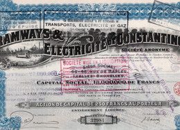 Action De Capital De 250 Frcs Au Porteur - Tramways & Electricité De Constantinople S.A. - Ixelles 1914. - Electricidad & Gas