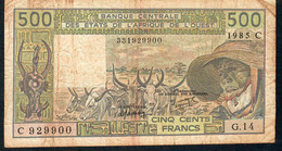 W.A.S. LETTER C = BURKINA FASO  P306Ch 500 FRANCS 1985  Sign.19   FINE - West-Afrikaanse Staten