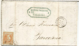 ISABEL II 1862 ZARAGOZA A BARCELONA ENVUELTA COMERCIAL - Andere & Zonder Classificatie