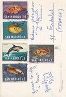 Saint Marin Carte Circulée Thème Poisson (série Complète) - Poissons Et Crustacés