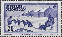 ST PIERRE & MIQUELON 1939 Dog Team - 20c - Violet MH - Unused Stamps