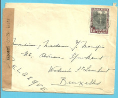 199 Op Brief ELISABETHVILLE Naar Bruxelles, Strook Met Stempel CENSURE CONGO BELGE - Covers & Documents