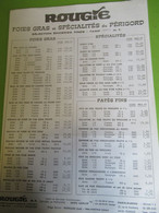 Foies Gras/ROUGIE/Foies Gras Et Spécialités Du Périgord/TARIF /Leroy/Ivry/Eure/1977               FACT413 - Food